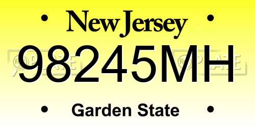 98245MH New Jersey License Plate