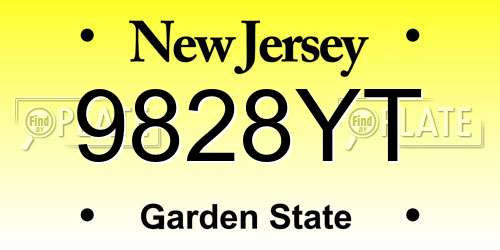 9828YT New Jersey License Plate