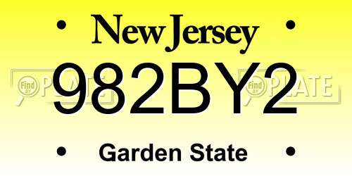 982BY2 New Jersey License Plate