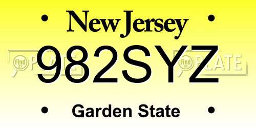 982SYZ New Jersey License Plate