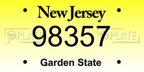 98357 New Jersey License Plate
