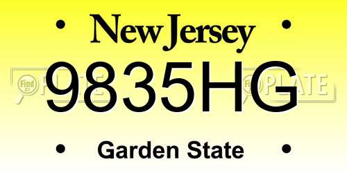 9835HG New Jersey License Plate
