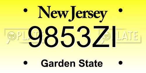 9853ZI New Jersey License Plate