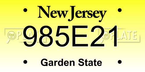 985E21 New Jersey License Plate