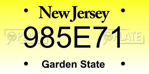 985E71 New Jersey License Plate