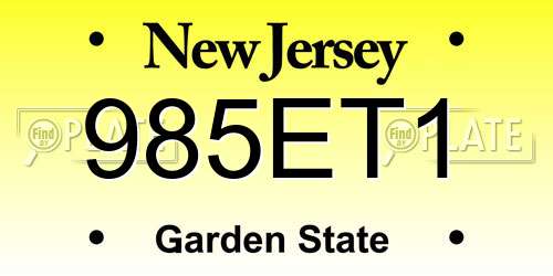 985ET1 New Jersey License Plate