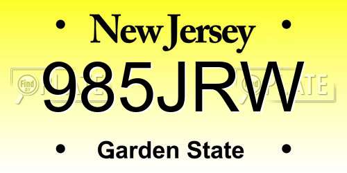 985JRW New Jersey License Plate