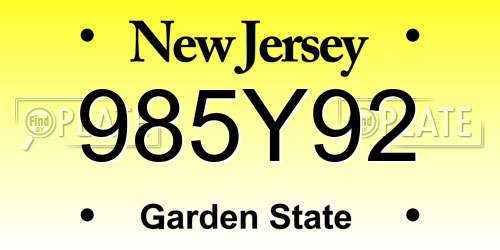 985Y92 New Jersey License Plate