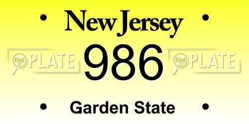 986 New Jersey License Plate