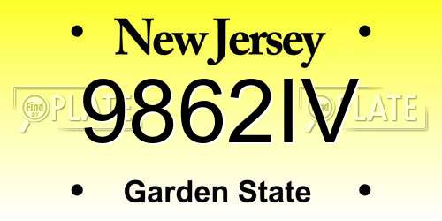 9862IV New Jersey License Plate