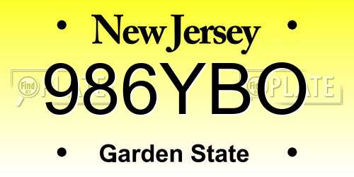 986YBO New Jersey License Plate