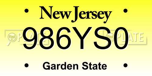 986YS0 New Jersey License Plate
