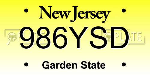 986YSD New Jersey License Plate