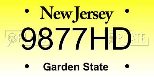 9877HD New Jersey License Plate