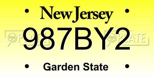 987BY2 New Jersey License Plate