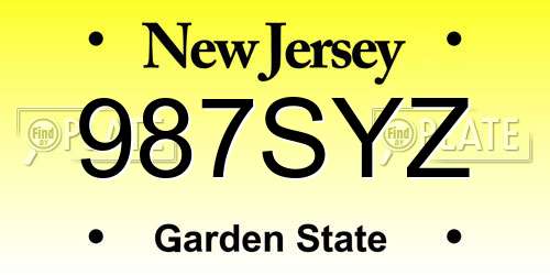 987SYZ New Jersey License Plate