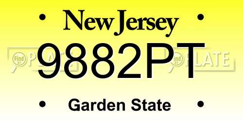 9882PT New Jersey License Plate