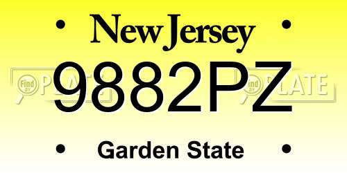 9882PZ New Jersey License Plate