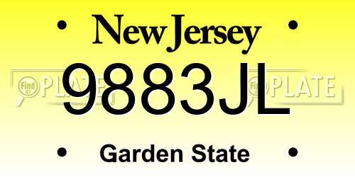 9883JL New Jersey License Plate