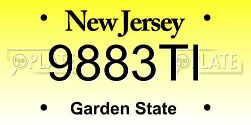 9883TI New Jersey License Plate