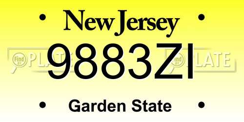 9883ZI New Jersey License Plate