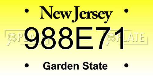 988E71 New Jersey License Plate