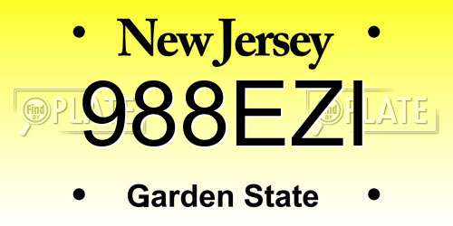 988EZI New Jersey License Plate