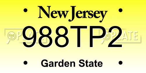 988TP2 New Jersey License Plate