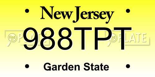 988TPT New Jersey License Plate