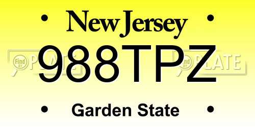 988TPZ New Jersey License Plate