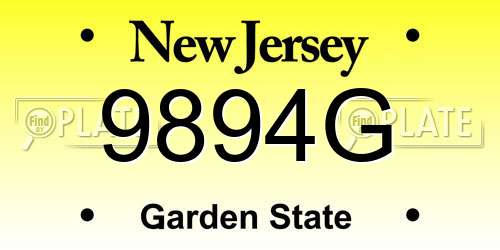 9894G New Jersey License Plate