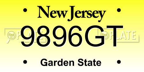 9896GT New Jersey License Plate