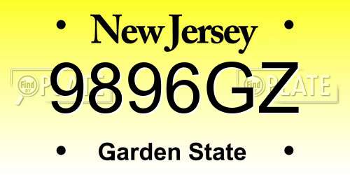9896GZ New Jersey License Plate