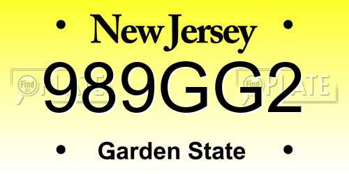 989GG2 New Jersey License Plate
