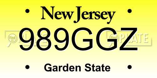 989GGZ New Jersey License Plate
