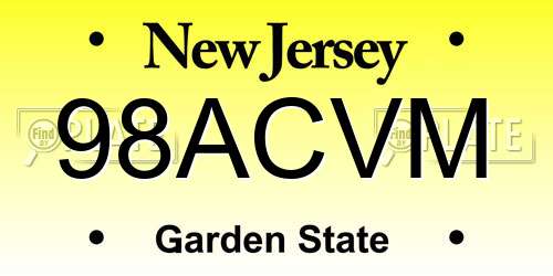 98ACVM New Jersey License Plate