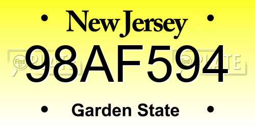 98AF594 New Jersey License Plate