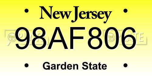 98AF806 New Jersey License Plate