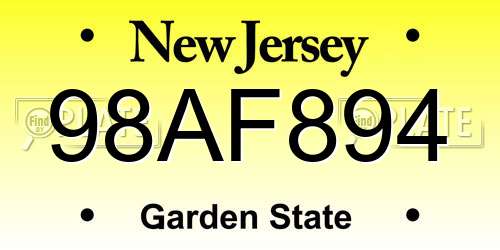 98AF894 New Jersey License Plate