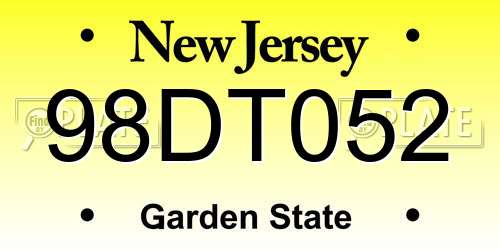 98DT052 New Jersey License Plate