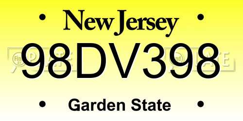 98DV398 New Jersey License Plate
