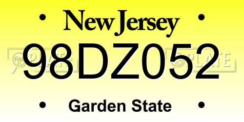 98DZ052 New Jersey License Plate