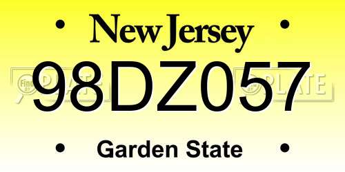 98DZ057 New Jersey License Plate