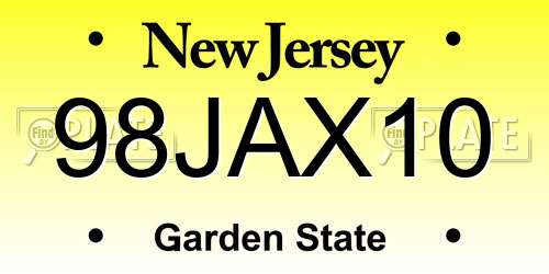 98JAX10 New Jersey License Plate