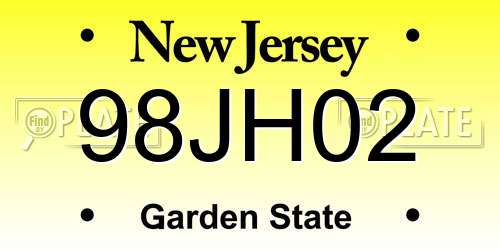 98JH02 New Jersey License Plate