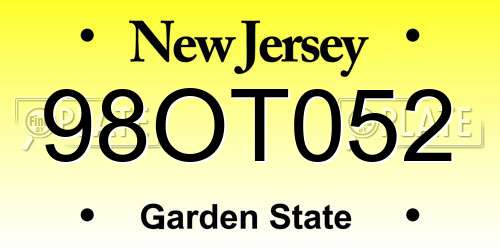 98OT052 New Jersey License Plate