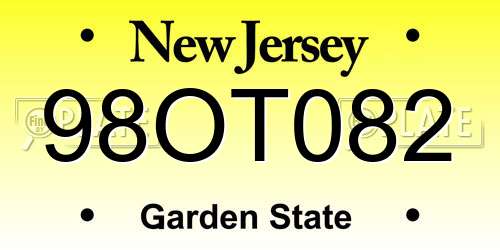 98OT082 New Jersey License Plate