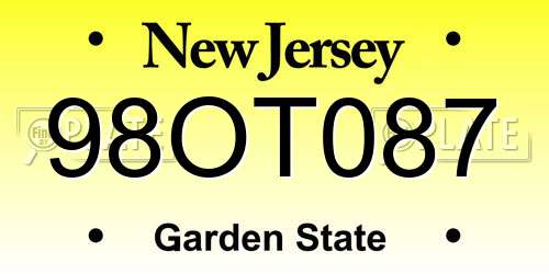 98OT087 New Jersey License Plate