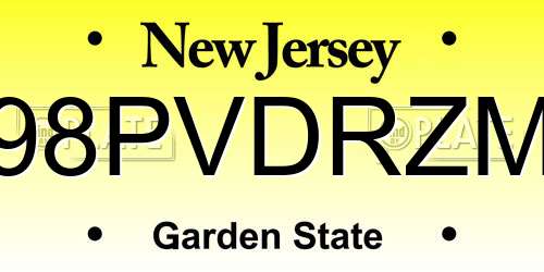98PVDRZM New Jersey License Plate