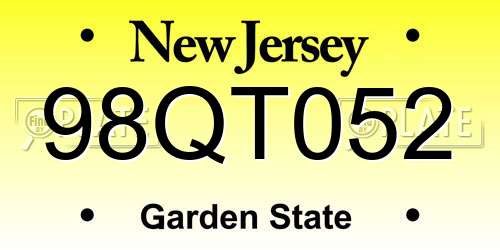 98QT052 New Jersey License Plate
